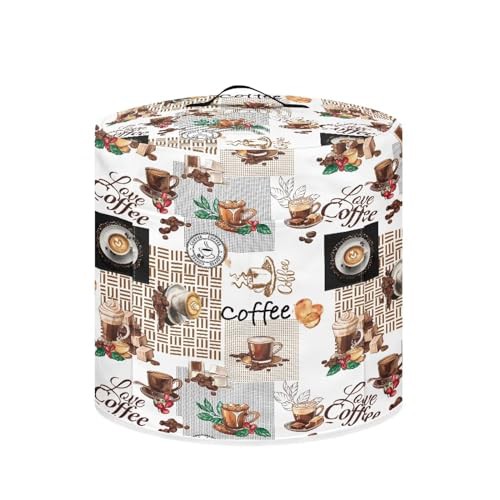 NETILGEN Dust Cover for 3 Quart Instant Pot and Extra Accessories, Dust Protection Easy Clean Pressure Cooker Cover Electric Appliance Cover Air Fryer with Pocket Home Decor, Love Coffee Vintage