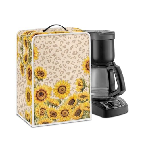 NETILGEN Kitchen Coffee Maker Dust Cover Protection Cover Top Handle Design Heat-Resistant Dust Protection Anti-scratch Coffee Machine Cover Kitchen Appliances Cover, Sunflower Leopard Print