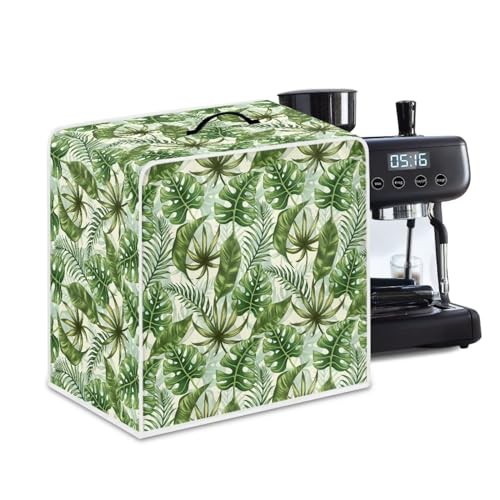 NETILGEN Coffee Maker Cover Home Kitchen Countertop Appliances Cover Fits for Most Standard Coffee Makers, Keep Coffee Maker Free from Stain And Fingerprint, Tropical Green Leaf