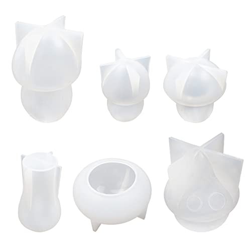 YIGZYCN 6 Pcs Mushroom Ornament Silicone Molds Jewelry Epoxy Casting Jewelry Tool Making Resin Craft Home Decoration