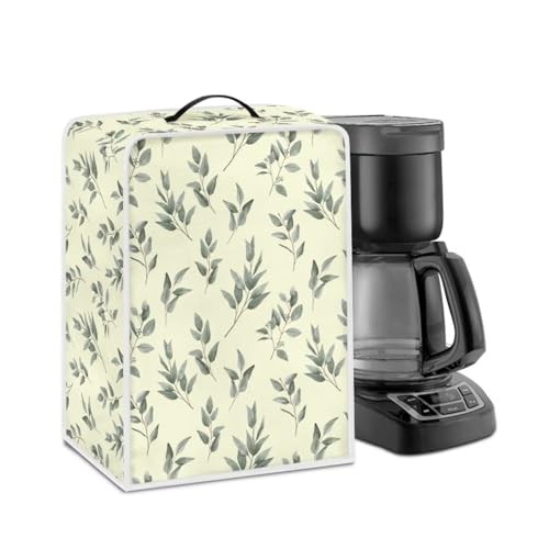 NETILGEN Coffee Maker Dustproof Cover Protective Cover Stain Resistant Dustproof Kitchen Small Appliance Cover with Top Handle for Home Indoor Decoration, Leaf Yellow