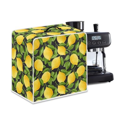 NETILGEN Coffee Maker Cover Fits for Most Standard Coffee Makers, Polyester Foldable Keep Coffee Machine Free From Dust Fingerprint Oil-Stain Dust Resistant Protector, Lemon Leaf Black