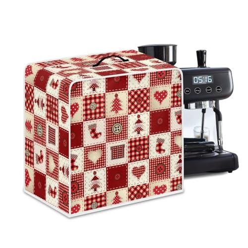 NETILGEN Coffee Maker Cover Coffee Maker Protective Cover Dust Protection Dust Protection Stain Resistant Anti Spill for Home Indoor Office Kitchen Bar Cafe Decor, Christmas Red Plaid