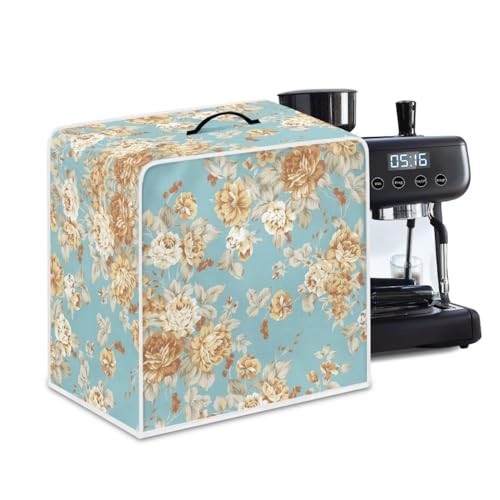 NETILGEN Coffee Maker Cover Kitchen Small Appliance Organizer Bag Durable Polyester Dustproof Cover Fingerprint Protection Stain Resistant Universal Fits, Elegant Floral Blue