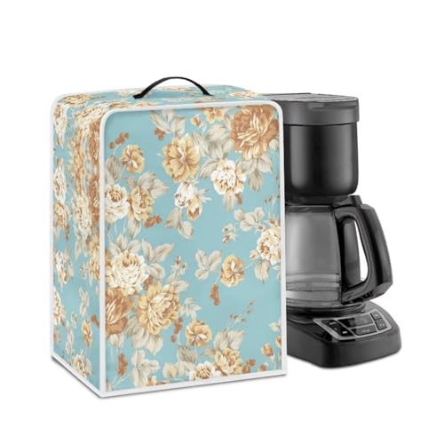 NETILGEN Coffee Maker Cover Kitchen Small Appliance Organizer Bag Durable Polyester Dustproof Cover Fingerprint Protection Stain Resistant Universal Fits, Elegant Floral Blue