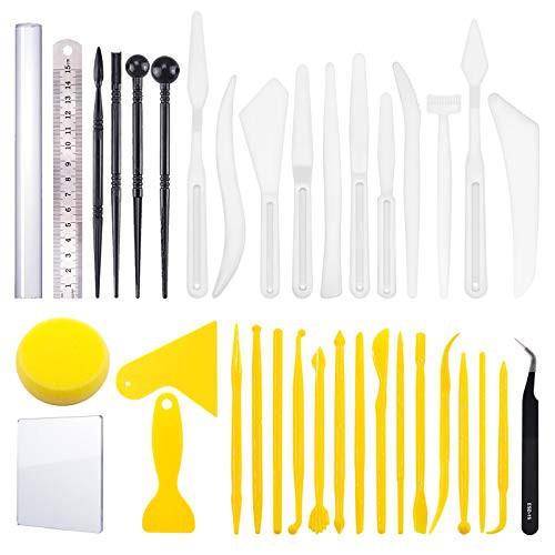 Swpeet 36Pcs Modeling Clay Sculpting Tools Kits, Ball Stylus Tool, Pottery Tools, Rubber Tip Pens, Plastic Clay Tools,Sculpting Kit for Making Modeling Clay Cake Fondant Decoration,Clay,Ceramics