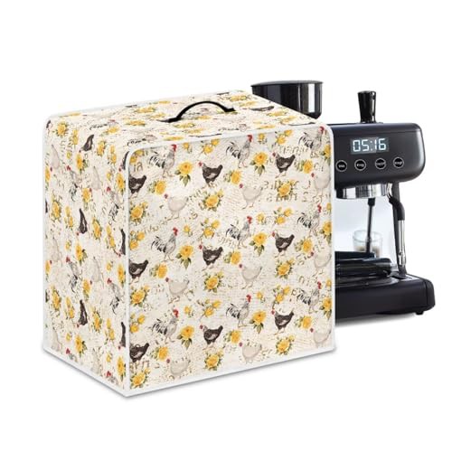NETILGEN Coffee Maker Dust Cover Coffee Machine Dustproof Covers Kitchen Appliances Protector Easy Clean Dustproof Fingerprint Protection Gift for Mom Wife Friends, Chicken Yellow Rose