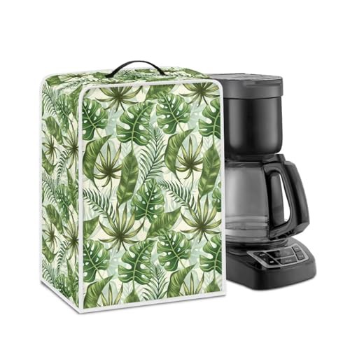 NETILGEN Coffee Maker Cover Home Kitchen Countertop Appliances Cover Fits for Most Standard Coffee Makers, Keep Coffee Maker Free from Stain And Fingerprint, Tropical Green Leaf
