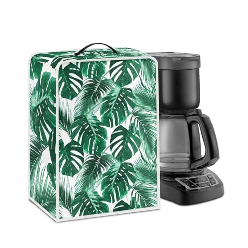 NETILGEN Coffee Maker Dust Cover Durable Coffee Machine Dustproof Cover Kitchen Appliances Protector Easy Clean Dustproof Fingerprint Protection Gift for Mom Wife Friends, Monstera Leaf