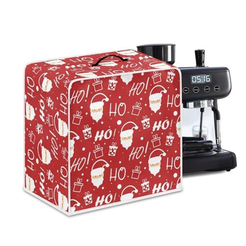 NETILGEN Kitchen Coffee Maker Dust Cover Protection Cover Top Handle Design Heat-Resistant Dust Protection Anti-scratch Coffee Machine Cover Countertop Appliances Cover, Ho Ho Santa Claus Red