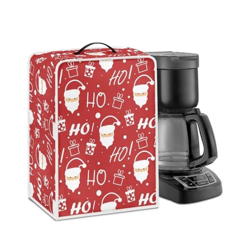 NETILGEN Kitchen Coffee Maker Dust Cover Protection Cover Top Handle Design Heat-Resistant Dust Protection Anti-scratch Coffee Machine Cover Countertop Appliances Cover, Ho Ho Santa Claus Red