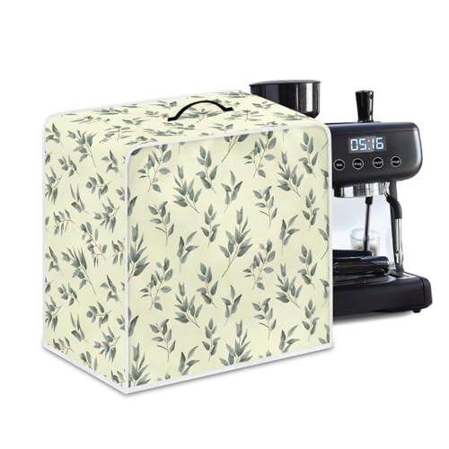 NETILGEN Coffee Maker Dustproof Cover Protective Cover Stain Resistant Dustproof Kitchen Small Appliance Cover with Top Handle for Home Indoor Decoration, Leaf Yellow