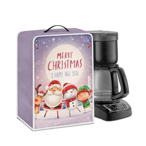 NETILGEN Coffee Maker Dustproof Cover Fingerprint Protection Heat-Resistant Lightweight Durable Coffee Machine Cover Universal Fits for Most Standard Coffee Makers, Santa Claus Purple