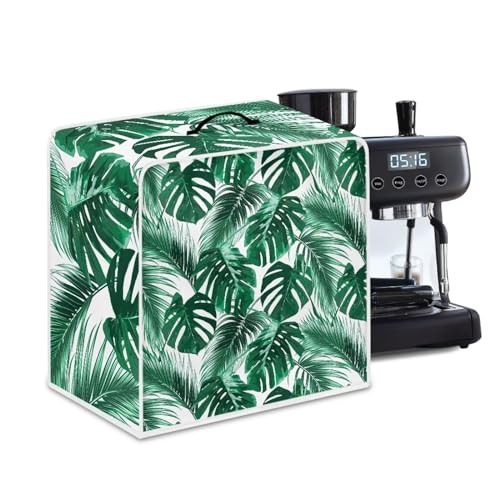 NETILGEN Coffee Maker Dust Cover Durable Coffee Machine Dustproof Cover Kitchen Appliances Protector Easy Clean Dustproof Fingerprint Protection Gift for Mom Wife Friends, Monstera Leaf
