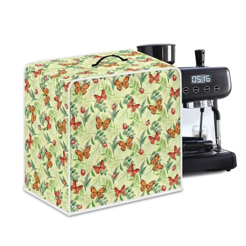 NETILGEN Coffee Maker Cover Home Kitchen Countertop Appliances Cover Fits for Most Standard Coffee Makers, Keep Coffee Maker Free from Stain Liquid Fingerprint, Orange Butterfly Leaf