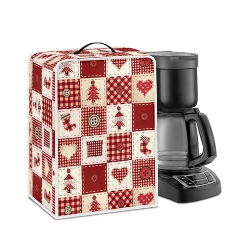 NETILGEN Coffee Maker Cover Coffee Maker Protective Cover Dust Protection Dust Protection Stain Resistant Anti Spill for Home Indoor Office Kitchen Bar Cafe Decor, Christmas Red Plaid