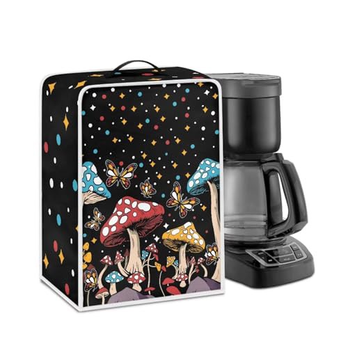 NETILGEN Kitchen Coffee Maker Dust Cover Protection Cover Top Handle Design Heat-Resistant Dust Protection Anti-scratch Coffee Machine Cover Kitchen Appliances Cover, Mushroom Butterfly