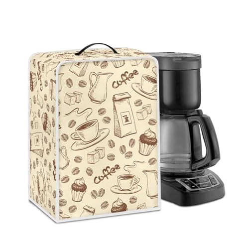 NETILGEN Coffee Maker Dust Cover Coffee Machine Dustproof Covers Kitchen Appliances Protector Easy Clean Dustproof Fingerprint Protection Gift for Mom Wife Friends, Coffee Beige