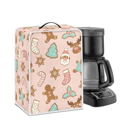 NETILGEN Coffee Maker Dustproof Cover Protective Cover Stain Resistant Dustproof Kitchen Small Appliance Cover with Top Handle for Home Indoor Decoration, Christmas Pink