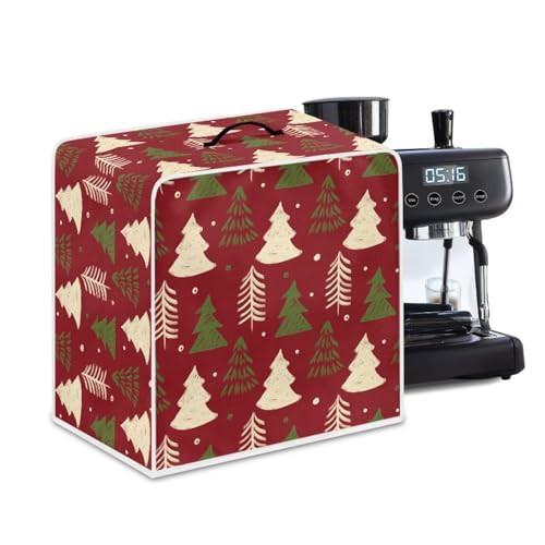 NETILGEN Coffee Maker Cover Coffee Maker Protective Cover Dust Protection Dust Protection Stain Resistant Anti Spill for Home Indoor Office Kitchen Bar Cafe Decor, Christmas Tree Red