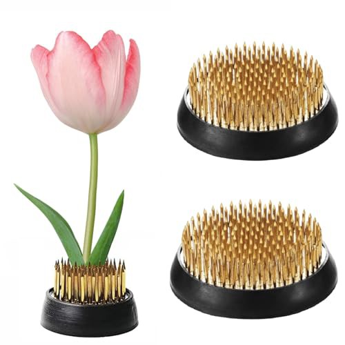 totpuc 2 Pcs 6cm Flower Frog Holder, Flower Frogs for Arrangements, Round Flower Fixed Tools with Brass Needle, Flower Arrangement Pin for Home Garden Decoration DIY Craft