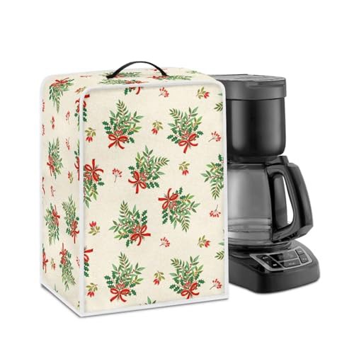 NETILGEN Coffee Maker Cover Kitchen Appliances Protector Universal Fits for Most Standard Coffee Makers, Keep Away From Dust Fingerprint Stain Liquid Dust Cover, Bow Tie Holly