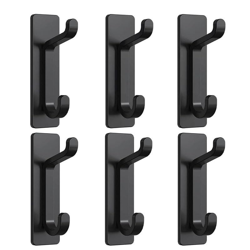 6pcs Self Adhesive Hooks, Super Sticky, Strong Duty Coat Hooks, Bathroom Towel Hooks, Heavy Duty Door Wall Adhesive Hooks, Super Strong Hook Without Punching for Bathroom Kitchen Bedroom Door Home