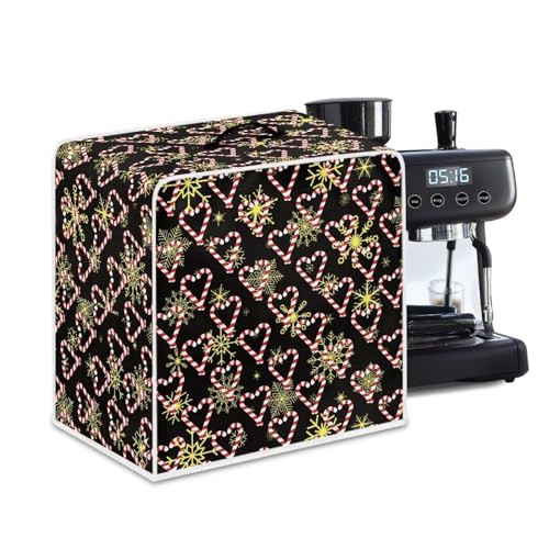 NETILGEN Coffee Maker Cover Fits for Most Standard Coffee Machines, Polyester Foldable Keep Coffee Machine Free From Dust Fingerprint Oil-Stain Dust Resistant Protector, Heart Candy Canes