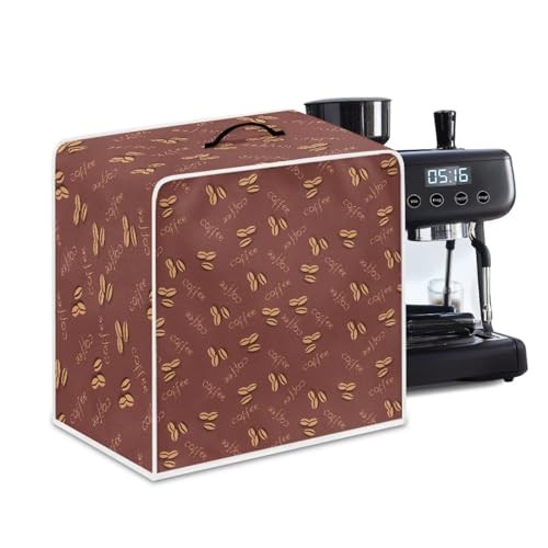 NETILGEN Coffee Maker Dust Cover Kitchen Countertop Appliances Cover Stain Resistant Dustproof Cover Universal Size for Home Indoor Office Kitchen Bar Cafe Decoration, Coffee Bean Red