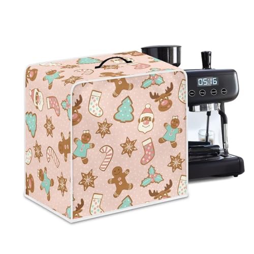 NETILGEN Coffee Maker Dustproof Cover Protective Cover Stain Resistant Dustproof Kitchen Small Appliance Cover with Top Handle for Home Indoor Decoration, Christmas Pink