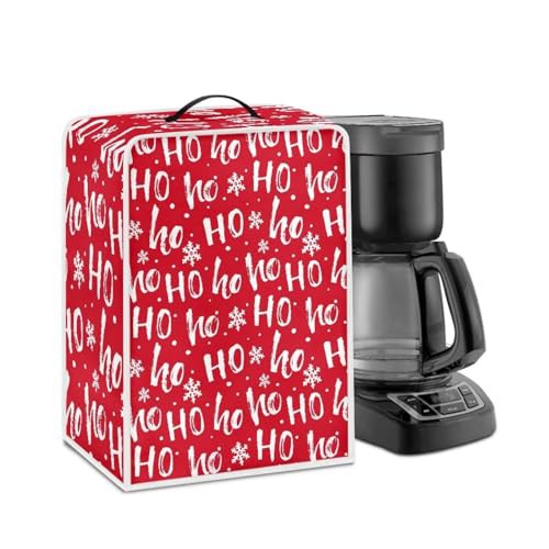 NETILGEN Coffee Maker Dustproof Cover Fingerprint Protection Heat-Resistant Lightweight Durable Coffee Machine Cover Universal Fits for Most Standard Coffee Makers, Ho Ho Snowflakes Red