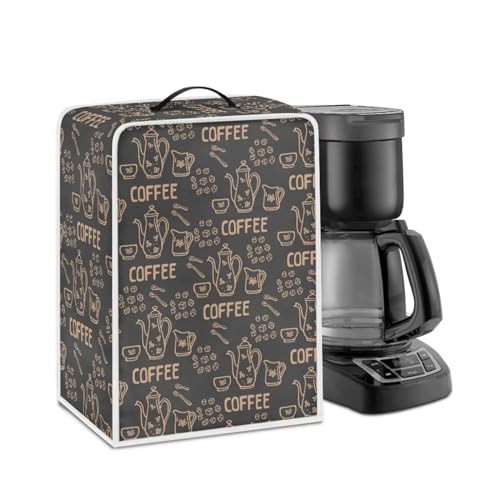 NETILGEN Coffee Maker Cover with Top Handle Design Polyester Kitchen Small Appliance Cover Dust Protection Stain Resistant Fingerprint Protection Universal Size, Coffee Pot Grey