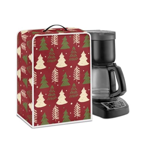 NETILGEN Coffee Maker Cover Coffee Maker Protective Cover Dust Protection Dust Protection Stain Resistant Anti Spill for Home Indoor Office Kitchen Bar Cafe Decor, Christmas Tree Red
