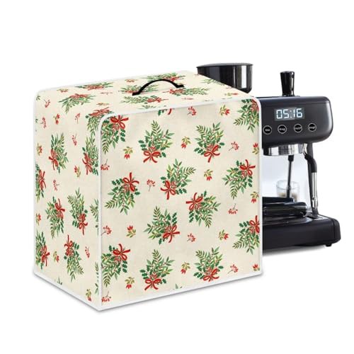 NETILGEN Coffee Maker Cover Kitchen Appliances Protector Universal Fits for Most Standard Coffee Makers, Keep Away From Dust Fingerprint Stain Liquid Dust Cover, Bow Tie Holly
