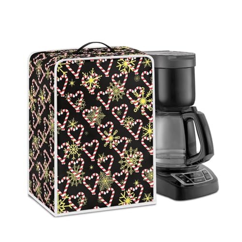NETILGEN Coffee Maker Cover Fits for Most Standard Coffee Machines, Polyester Foldable Keep Coffee Machine Free From Dust Fingerprint Oil-Stain Dust Resistant Protector, Heart Candy Canes