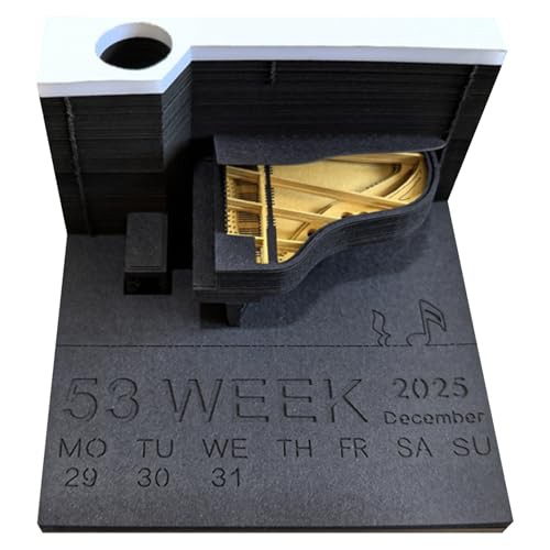SWEETBIUTI Time Piece Calendar 3D Memo Pad Calendar 2025 Piano-shaped 3D Calendar 2025, Piano Gifts, 3D Memo Pad Calendar 2025 3D Notepad, Piano Gifts, Home Decorations