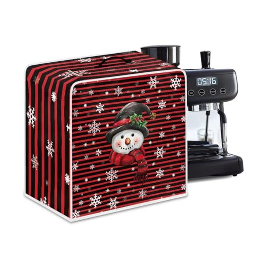 NETILGEN Kitchen Coffee Maker Dust Cover Stain Resistant Protector with Top Handle Design Heat-Resistant Dust Protection Anti-scratch for Juicer Cover Food Processor, Snowman Red Stripes