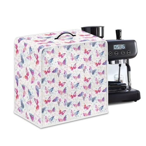 NETILGEN Coffee Maker Cover Home Kitchen Countertop Appliances Cover Fits for Most Standard Coffee Makers, Keep Coffee Maker Free from Stain And Fingerprint, Pink Butterfly