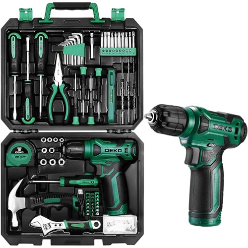 Tool Kit: DEKO Drill Set with Cordless Drill, Tool Kit Set Box, DIY Hand Tools for Men and Home, with 8V Electric Drills,126 Piece 