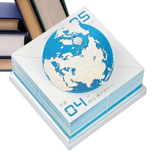 Earth Calendar 2025, 3D Desk Calendar 2025 - Notepad Tear-Off Calendar | 3D Earth Desk Decor 2025 Calendar, Time Piece Calendar Sticky Notes, Planning Calendar, Home Decoration