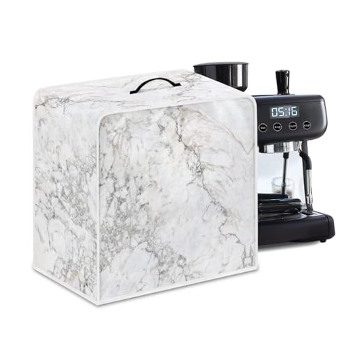 NETILGEN Coffee Maker Cover with Top Handle Design Polyester Kitchen Small Appliance Cover Dust Protection Stain Resistant Fingerprint Protection Universal Size, White Marble