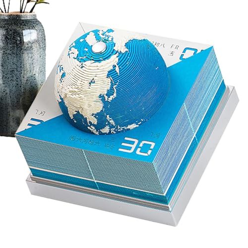 3D Tear-Off Calendar 2025 - Tear-off Calendar Desk Calendar | 3D Earth Time Piece Calendar Sticky Notes 2025 Calendar Paper Carving Art Planning Calendar Home Decoration