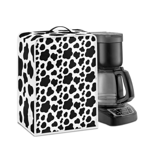 NETILGEN Coffee Maker Dust Cover Kitchen Countertop Appliances Cover Stain Resistant Dustproof Cover Universal Size for Home Indoor Office Kitchen Bar Cafe Decoration, Black White Cow Print