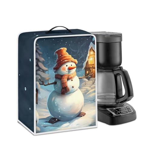 NETILGEN Coffee Maker Dustproof Cover Protective Cover Stain Resistant Dustproof Kitchen Small Appliance Cover with Top Handle for Home Indoor Decoration, Snowman Dark Blue
