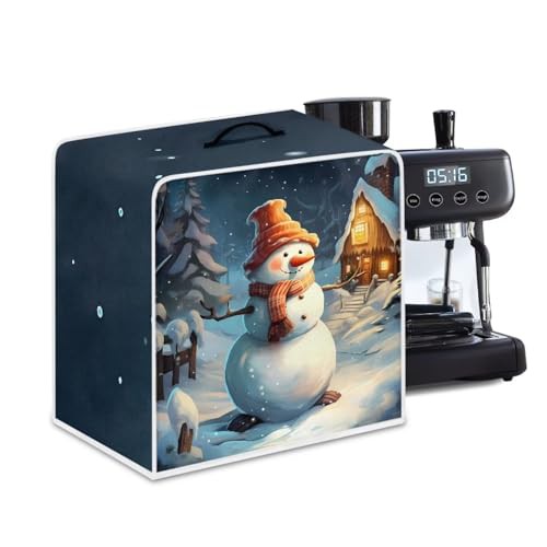 NETILGEN Coffee Maker Dustproof Cover Protective Cover Stain Resistant Dustproof Kitchen Small Appliance Cover with Top Handle for Home Indoor Decoration, Snowman Dark Blue