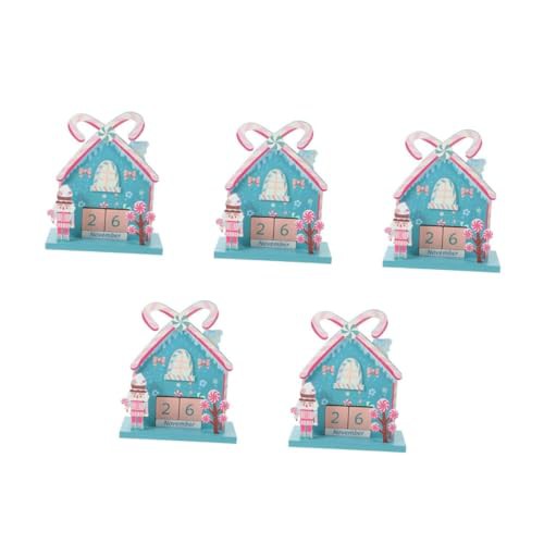 HOLIDYOYO 5 Sets Wooden Calendar Advent Calendar Desk Decorations Perpetual Calendar Rotate Perpetual to Change Date Desk Date Display Wood Calendar Flip Calendar Block Calendar for Desk