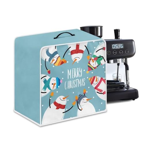 NETILGEN Coffee Maker Cover Kitchen Small Appliance Organizer Bag Durable Polyester Dustproof Cover Fingerprint Protection Stain Resistant Universal Fits, Snowman Blue