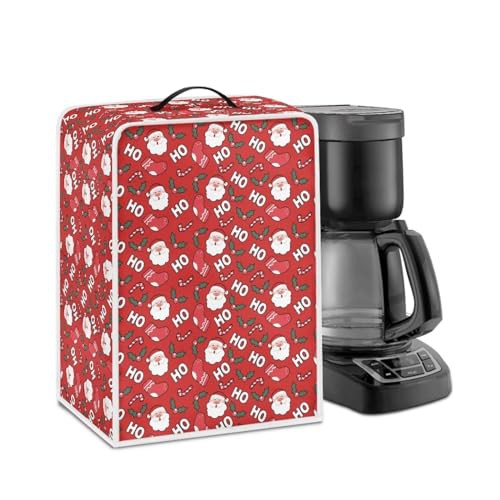 NETILGEN Kitchen Coffee Maker Dust Cover Protection Cover Top Handle Design Heat-Resistant Dust Protection Anti-scratch Coffee Machine Cover Kitchen Appliances Cover, Ho Ho Santa Claus Red
