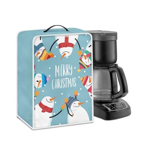 NETILGEN Coffee Maker Cover Kitchen Small Appliance Organizer Bag Durable Polyester Dustproof Cover Fingerprint Protection Stain Resistant Universal Fits, Snowman Blue