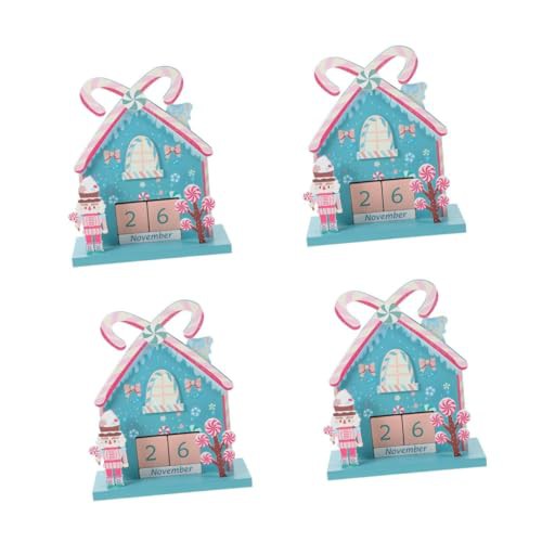 HOLIDYOYO 4 Sets Wooden Calendar Perpetual Calendar Advent Calendars Desk Decorations Desk Date Display Wooden Desktop Calendar Desk Calendar Block Calendar for Desk Cute Flip Calendar